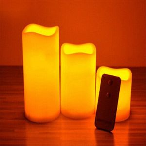 Geel flicker led stompkaarsen met on/off afstandsbediening, afstandsbediening led kaarsen