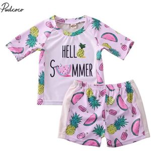 Zomer Badpak Kids Baby Meisje Vruchten Print Badmode 2 Stuks Set Zon Bescherming Badpak Bikini Beach Tops + shorts