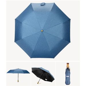 Leodauknow Volautomatische Drie Vouwen Bamboe Handvat Zon Bescherming En Uv-bescherming Vrouwen Reizen Paraplu