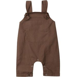 Casual Pasgeboren Herfst Katoenen Kleding Baby Meisje Jongen Effen Slabbetjes Broek Effen Kleur Unisex Strap Pocket Lange Jarretel Broek 0 -18 m