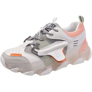 Fujin Mode Vrouwen Sneakers Voorjaar Ademende Causale Ronde Neus Dikke Bodem Lace Solid Vrouwen Platform Chunky Sneakers