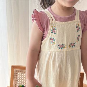 Lente Zomer Meisjes Algehele Baby Een Stuk Kids Jumpsuits Katoen Linnen Kleding Losse Broek Voor 1-6Y Kinderen