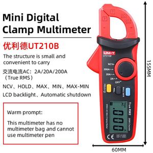 True RMS UNI-T UT210A/B/C/D/E mini multimeter digitale multimeter dc voltimetro amperimertro UNI T UT 210E dc stroomtang