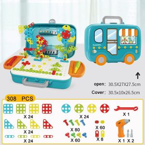 207Pcs Simulatie Boor Schroef Speelgoed Voor Kinderen Educatief Demontage Speelgoed Monteren 3D Puzzel Jongens Pretend Play Gereedschapskist