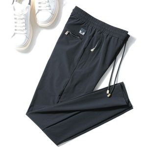 Zomer mannen casual dunne broek mannelijke elastische taille lange broek, Stretch zijdeachtige comfortabele stoffen