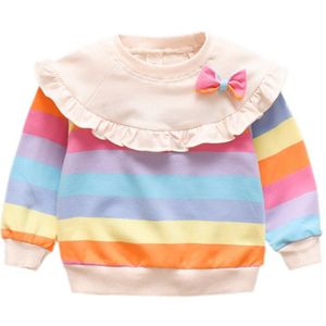 Herfst Kids Casual Peuter Blouse Lange Mouwen Baby Meisje Gestreepte Sweatshirts Met Strik Bovenkleding