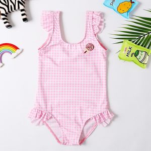 Baby Meisje Badpak Meisje Een Stuk Badmode Klassieke Kinderen Bodysuit Lollipop Borduren Badpak Voor Meisje Badpak