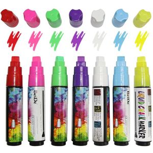 8 Kleuren Markeerstift Fluorescerende Neon Pen Uitwisbare Vloeibare Krijt Marker 10Mm Omkeerbare Rechthoekige Herhaalde Vullen Inkt