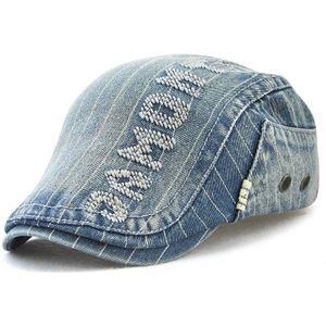 Jamont Cowboy Platte Pet Vintage Denim Doek Toevallige Piekte Baret Cap Voor Vrouwen Mannen Mode Retro Jean hoed