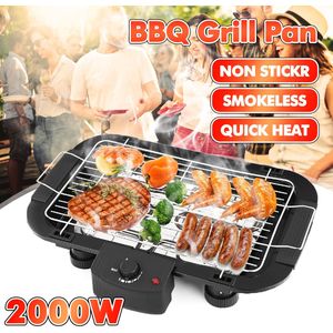 220V Outdoor Draagbare Rookloze Elektrische Pan Grill Bbq Kachel Elektrische Bakplaat Barbecue 5 Temperatuur Modus Voor Home Camping