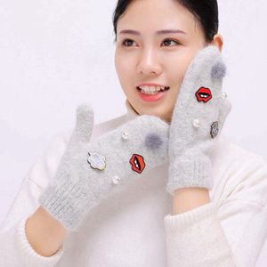 Mode Vrouwen Mooie Cartoon Handschoenen Warm Winter Gebreide Volledige Vinger Handschoenen Wanten Meisje Vrouwelijke Handschoenen Luvas