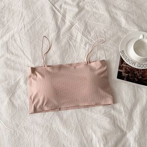 Effen Kleur Tube Tops Vrouwen Slash Hals Bralette Verzamelen Eenvoudige Cropped Tops Mouwloos Elasticiteit Ondergoed Zomer Ademend