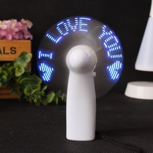 Unieke Handheld USB Flash LED Liefde Patroon Mini Fan Super Mute Battery Operated Cooling Desktop Mini Fan voor Travel Office gebruik