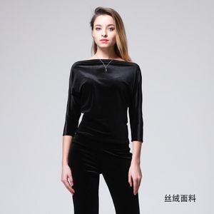 Latin Dance Top Zwart Tops Voor Vrouwen Dansen Kleding Off-Schouder Moderne Dans Kleding Yoga Losse Tops Ballroom tops BI258