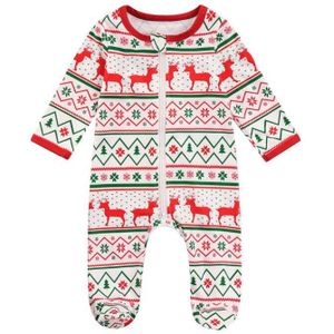 Baby Unisex Kerst Voet-Gewikkeld Jumpsuit Met Cartoon Patroon, Warmer Kleding Voor Jongens/Meisjes