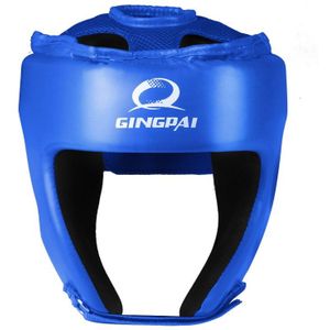 Gingpai Boksen Sanda Helm Pu Lederen Muay Thai Training Hoofd Guard Karate Taekwondo Hoofdbeschermer Rood Blauw Zwart