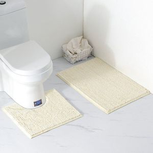 2ps-set Shaggy Chenille Badkamer Mat Set Absorberende En Machine Wasbare Fit Wc Bad Woonkamer Deur Badkamer Voet Floor