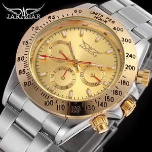 Jaragar Montre Homme Heren Horloges Automatische Golden Rvs Datum Sport Mechanische Horloge Klok Relogio