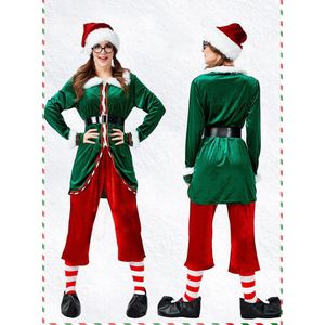 Deluxe Vrouwen Groene Kerst Elf Kostuum Cosplay Halloween Kostuum Carnaval Party Pak