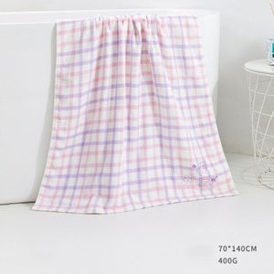 Plaid Barth Handdoek Sterke Absorptie Badjas Hoofd Wrap Snel Droog Facetowel Huishoudelijke Handdoek Set Voor Badkamer Roze Blauw