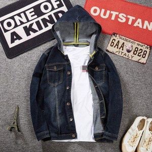 Plus Size 8XL Mannen Denim Jasje Losse Mode Hip Hop Capuchon Herfst Enkele Breasted Casual Bomber Jas bovenkleding