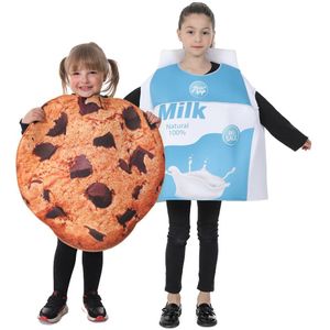 Eraspooky 3-8T Grappig Voedsel Cosplay Kinderen Cookie Melk Kostuum Voor Kinderen Halloween Fancy Dress Jongens Meisjes Kerst party Outfit