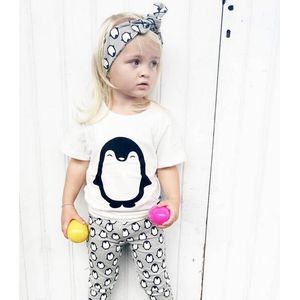 zomer baby meisje kleding sets baby 3 stuks pak katoen pinguïn pasgeboren t-shirt + broek + Hoofdband baby meisje kleding set