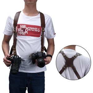 Camera Strap Lederen Dubbele Schouderriem Harnas Camera Schouderriem Fotografie Accessoires