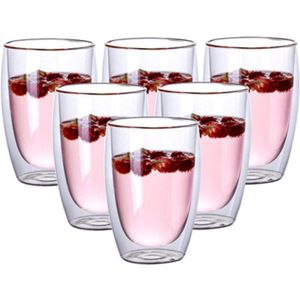 6 Stuks Dubbele Lagen Muur Glas Geïsoleerde Melk Koffie Mok Cup Hittebestendige Gezonde Drank Thee Mokken Transparante Drinkware