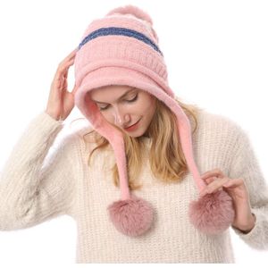 Vrouwen Warm Bont Knit Winter Hat Cute Girl Lady Ski Pom Bobble Baggy Haak Beanie Wandelen Cap Geel Zwart Wit roze Rood Beige