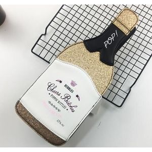 Gouden Fles Lovertjes Letters Vrouwelijke Schouder Keten Tas Portemonnees En Handtassen Vrouwen Clutch Bag Lederen Bolsas Zak