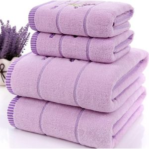 3 stks/set Elegante Lavendel Katoenen Badstof Handdoek set voor Volwassenen Gezicht Badkamer Hand badhanddoeken Toallas de Mano