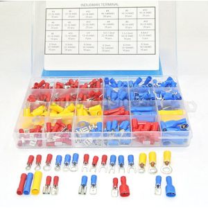 373 Pcs 24 waarde Diverse Geïsoleerde Elektrische Draad Terminals Crimp Connector Spade Butt Ring Vork Set #4 1/4 &quot;voor draad auto