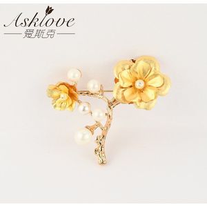 Leuke Dames Corsage Goud Rose Corsage Broche Goudfolie Rose Bloem Broche Voor Vrouwen Broshce Bladgoud Badges Kleding Decoratie