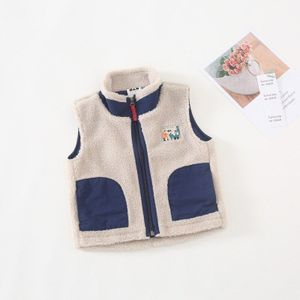 Herfst En Winter Kinderen Vest Jongens En Meisjes Vintage En Contrast Kleur Warm Vest Kids Kleding Meisjes