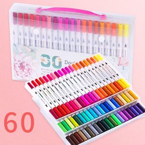 36/48/60/80/100 Kleuren Aquarel Markers Voor Tekenen Schilderen Set Professionele Water Haarkleuring Borstel Pen Set dual Tip Voor School