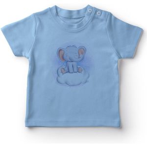 Angemiel Baby Wolken Op Kleine Olifant Baby Boy T-shirt Blauw