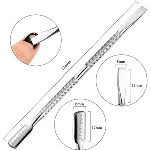 Rvs Metalen Tweekoppige Pusher Schoonmaken Dode Huid Drijfgas Nagelvijl Manicure Levert Pedicure Care Tool