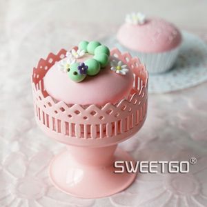 Papier Cup Cake Tentoonstelling Frame Roze Kleur Cake Bruiloft Prop Dessert Platform Mini Frame Cake Disc