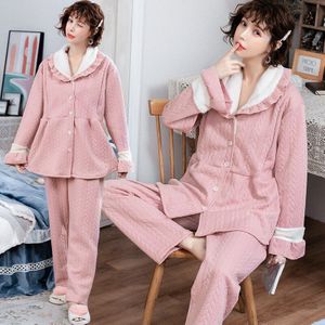 Katoen Gevoerde Moederschap Verpleging Nachtkleding Herfst Winter Warme Pyjama Kleding Voor Zwangere Vrouwen Zwangerschap Slaap Lounge Wear