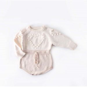 Baby Herfst Winter Kleding Pasgeboren Baby Baby Meisjes Jongen Gebreide Bodysuits Hart Trui Jumpsuits Warme Elastische Band Tops