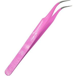 Rechte + Gebogen Wenkbrauw Wimper Pincet Nail Art Gereedschap Roze Nipper voor Picker Rhinestone Decoraties Sticker Gereedschap e311/FB-T-1