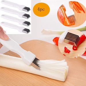4Pcs Shredder Slice Bestek Groente Fruit Slicer Dunschiller Keuken Gadget Tool Ui Snijder Sjalot Mes Shred Gereedschap #3