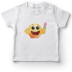 Angemiel Baby Bloem Die Emoji Baby Boy T-shirt Wit