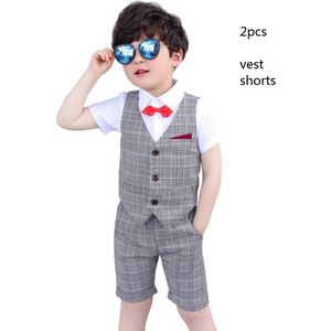Jongens Formele Mode Plaid Kinderen Kostuum Bloem Jongen Trouwjurk Britse Stijl Blazer Zomer Infantil Menino 3-10T