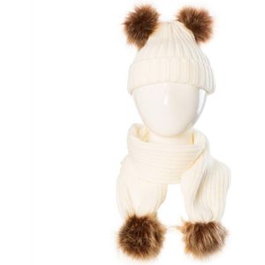 Gloednieuwe Peuter Baby Kids Winter Warm Haak Muts Beanie Cap Sjaal 2 Stuks Sets Harige Bal Warm kinitted Mutsen