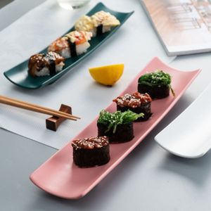 Servies Diner Platen Matte Nordic Rechthoekige Plaat Creatieve Japanse Stijl Sushi Plaat Restaurant Pot Kleur Glazuur Plaat