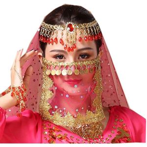 2 Stks/pak Vrouwen Buikdans Tribal Gezicht Sluier Egyptische Masker Halloween Accessoires Mooie Sequin Tribal Dance Kostuum