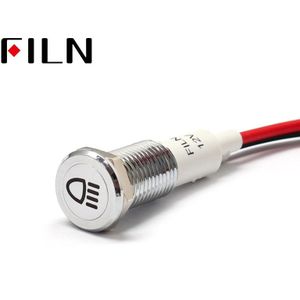 FILN 10mm Auto dashboard koplamp symbool zilver led rood geel wit blauw groen 12 v led lampje met 20 cm kabel