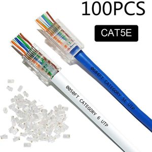 50Pcs/100Pcs CAT5E CAT6 Plug Ez RJ45 Netwerk Kabel Modulaire 8P8C Connector End Passeren Z Hotsale